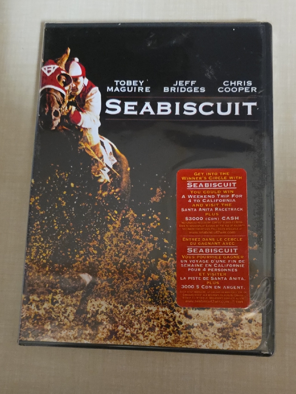 Seabiscuit DVD - Black & Brown Horse Racing Cover